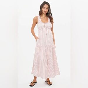 Greylin Holly Stripe Frill Midi Dress